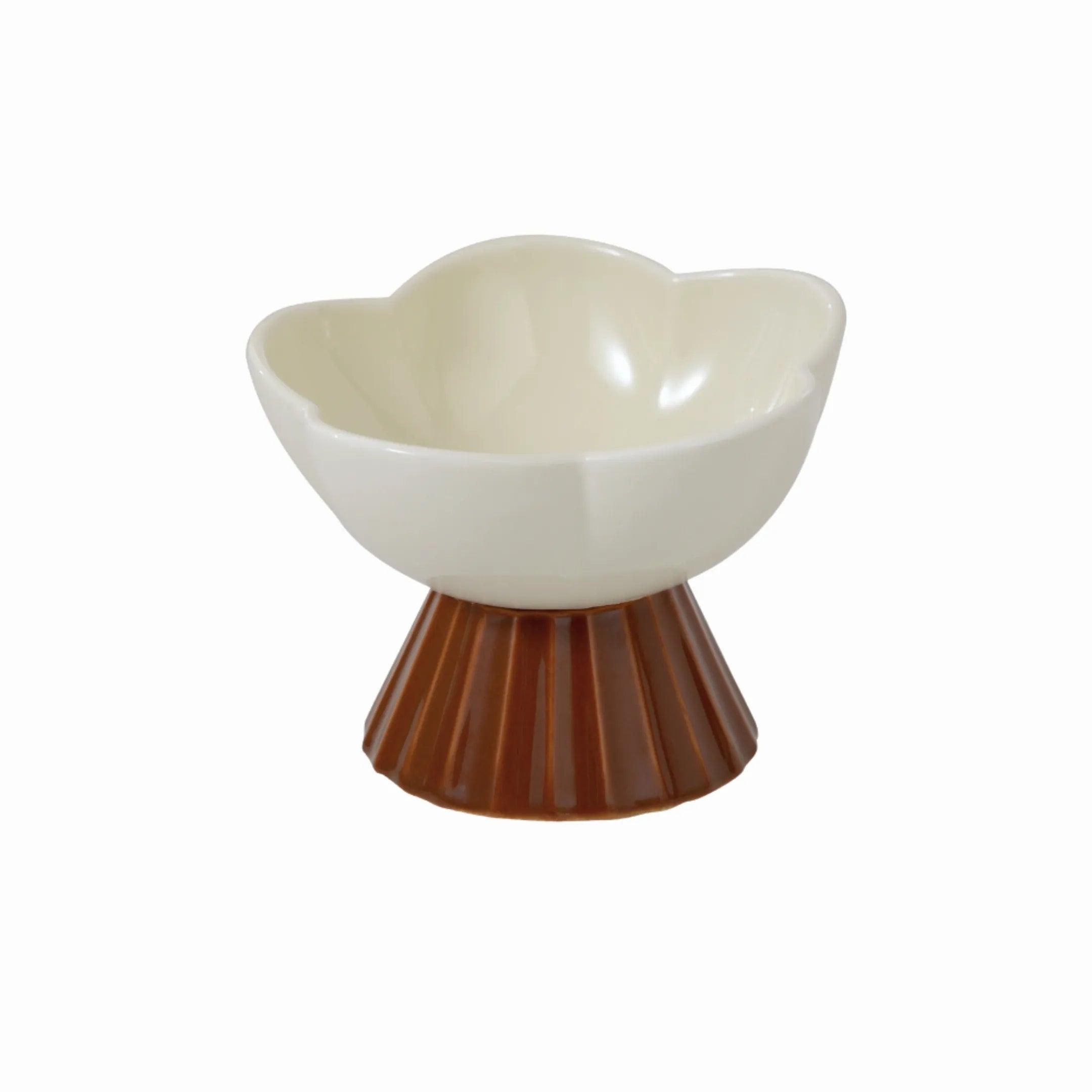 Ceramic Blossom Pet Bowl  Caramel Cream - YMOAs