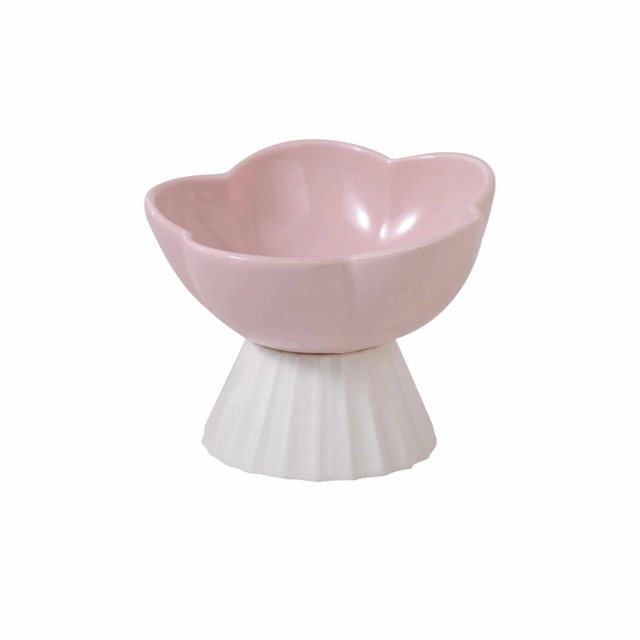 Ceramic Blossom Pet Bowl Rose Petal Pink - YMOAs