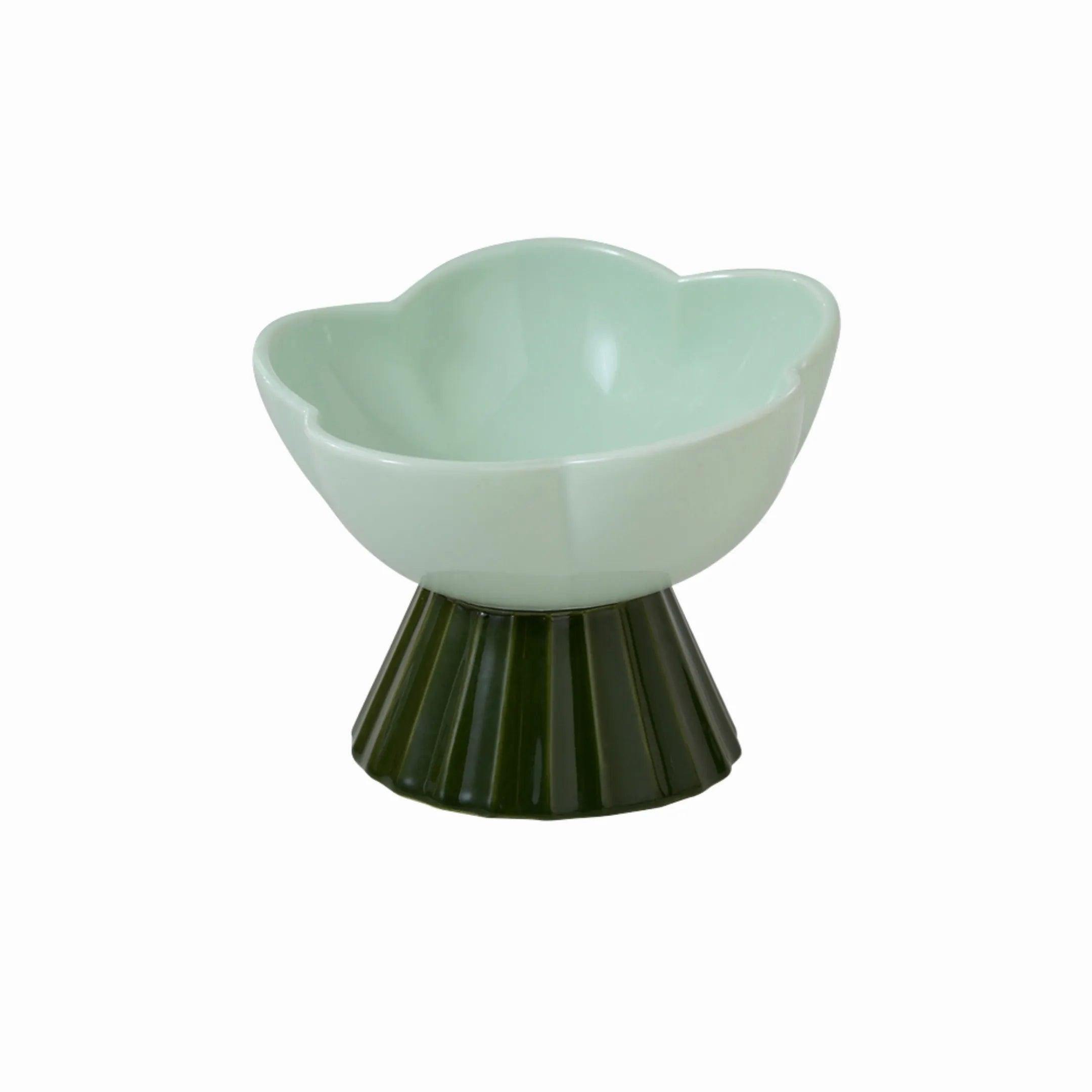 Ceramic Blossom Pet Bowl Mint Leaf Green - YMOAs