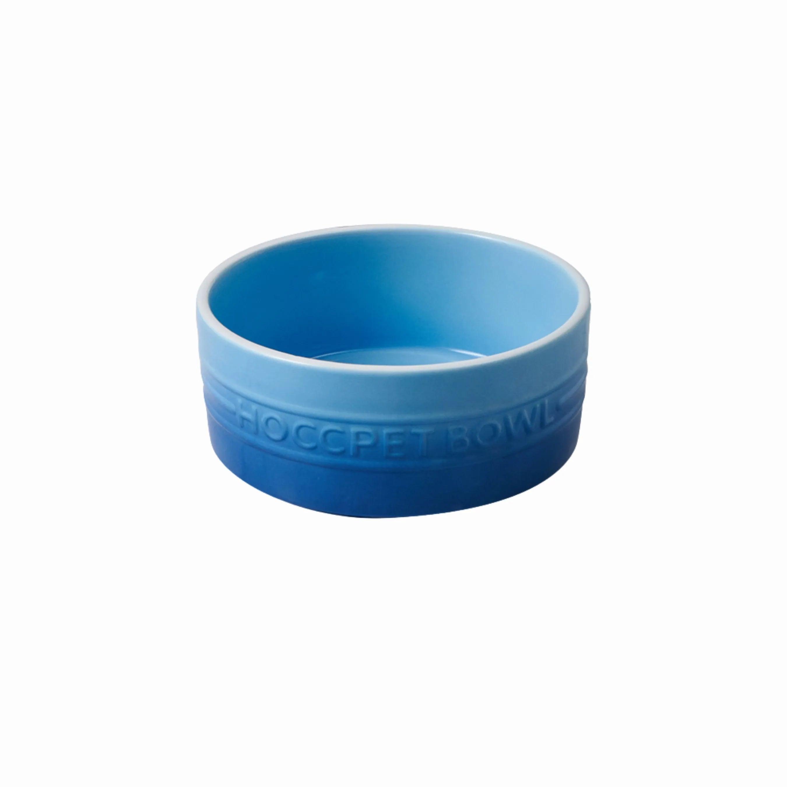 Hand-painted Ceramic Pet Food Bowl Aqua Blue - YMOAs